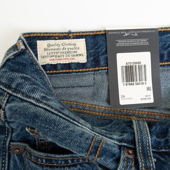 Levis Premium Ankle Column Skirt Dark Wash Denim Midi Centre Slit W 26 - Picture 9 of 16